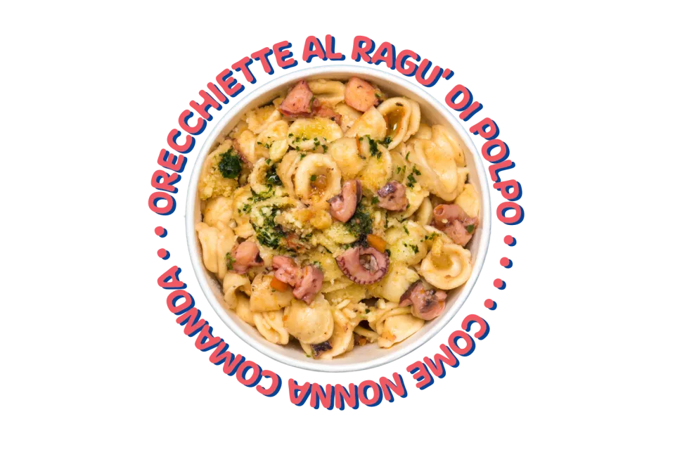 Orecchiette al ragù di polpo in una ciotola