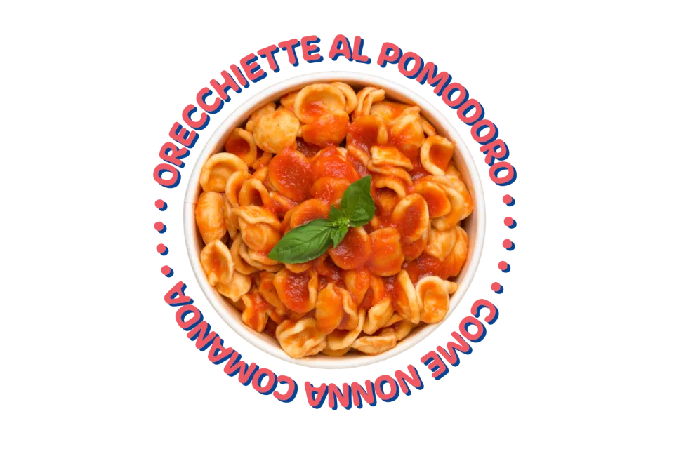 Orecchiette al pomodoro con basilico in una ciotola